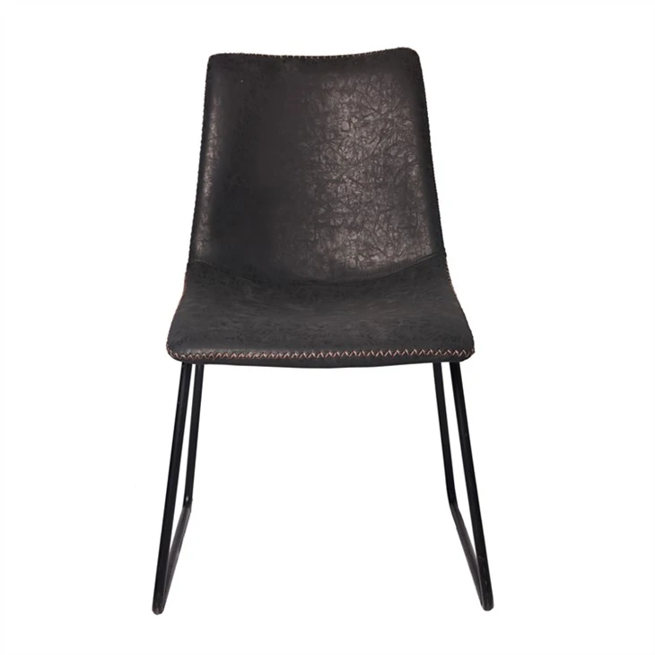 Modèn Faux Leather Gastronomie chèz ak janm metal nwa