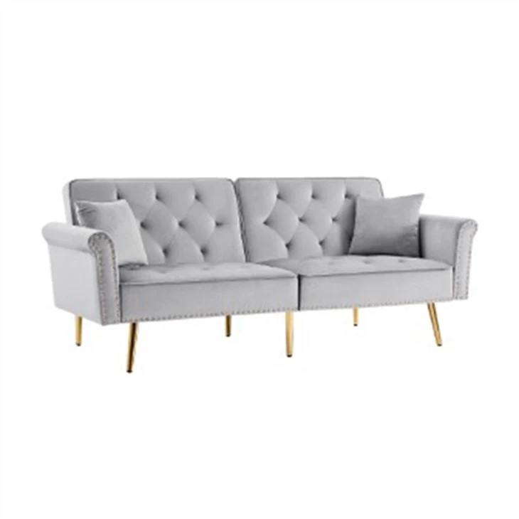Twa chèz Kanape Kanape Kabann ak pliye -desann Dosye twal sofa Nailhead bra
