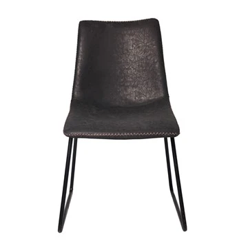 Modèn Faux Leather Gastronomie chèz ak janm metal nwa