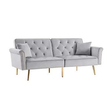 Twa chèz Kanape Kanape Kabann ak pliye -desann Dosye twal sofa Nailhead bra